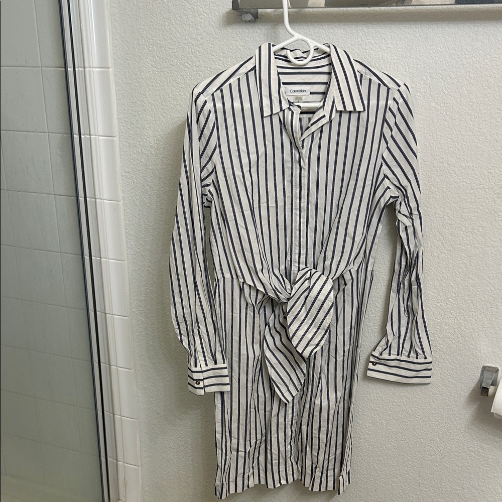 Calvin Klein Women’s Navy and White Striped Dress